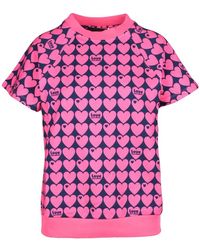 Love Moschino - Tops ,Veelkleurig ,Katoen Stijlvol T-Shirt Met Katoen En Elastaan - Lyst