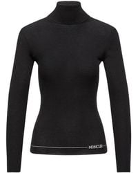 Moncler - Truien & Vesten ,Zwart ,Wol Wollen Coltrui Trui - Lyst