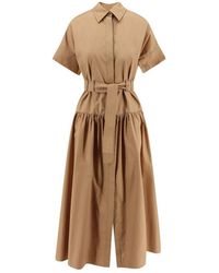 Max Mara - Beiges Kleid Mit Kurzen Ärmeln - Lyst