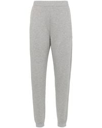 Max Mara - Pantalones Grises De Mezcla De Algodón Con Logo, Mujer, Talla - Lyst