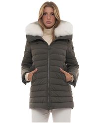 Peuterey - Jassen ,Groen ,Polyester Gewatteerd Jack Met Afneembare Bontkraag - Lyst