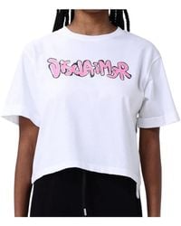 DISCLAIMER - Tops ,Wit ,Katoen Crop Jersey Urban Style Top - Lyst