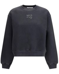 Alexander Wang - Hoodies & Sweatvesten ,Zwart ,Katoen Crystal Hotfix Logo Sweatshirt - Lyst