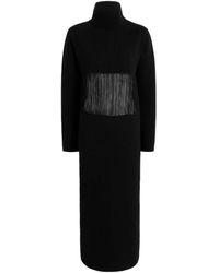 KHAITE - Fringed Turtleneck Midi Jurk - Lyst