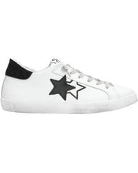 2Star - Weiße Leder Prime Star Sneaker Mit Schwarzen Lederelementen - Lyst