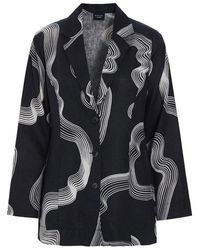 Bitte Kai Rand - Jassen ,Zwart ,Linnen Printed Linen Blazer - Lyst