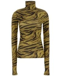 Ganni - Printed Stretch Viscose Top - Lyst