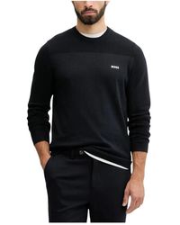 HUGO - Truien & Vesten ,Blauw ,Rondgebreide Trui - Lyst