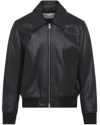 Ami Paris - Jassen ,Zwart ,Katoen Zipped Leather Jacket - Lyst