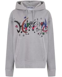 Moschino - Hoodie Met Bloemenborduursel - Lyst