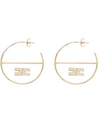 Elisabetta Franchi - Hoop ohrringe mit logo design - Lyst