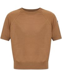 Moncler - Truien & Vesten ,Bruin ,Wol Wol Trui Met Ronde Hals - Lyst