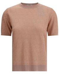 Fendi - Gebreid T-Shirt Met Iconisch Ff-Patroon - Lyst