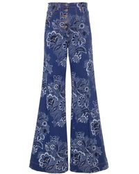Etro - Flare jeans mit hoher taille und bandana-print - Lyst