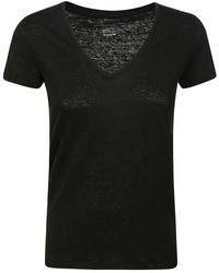 Majestic Filatures - Schwarzes leinen v-ausschnitt t-shirt - Lyst