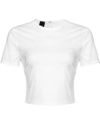 Pinko - Weißes rundhals t-shirt mit kurzen ärmeln - Lyst