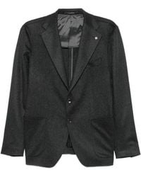 Tagliatore - Jassen ,Grijs ,Leer Enkelrijige Blazer Met Gekerfde Revers - Lyst