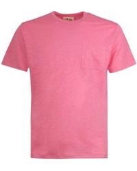 MC2 Saint Barth - Tops ,Roze ,Linnen Linnen T-Shirt Met Voorzak - Lyst