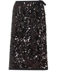 Prada - Rokken ,Zwart ,Leer Polyamide Midi Rok - Lyst