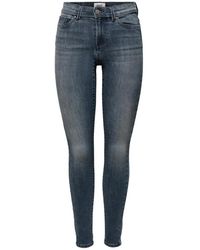 ONLY - Blaue einfarbige jeans mit reißverschluss und knopfverschluss für frauen - Lyst