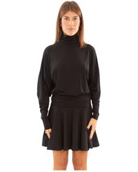 Pinko - Kleedjes ,Zwart ,Leer Atom Jersey Jurk - Lyst