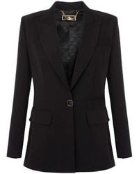 Elisabetta Franchi - Jassen ,Zwart ,Leer Lichtgewicht Crêpe Jas Met Revers - Lyst