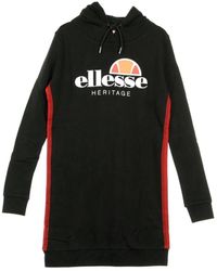 Ellesse - Kleedjes ,Zwart ,Zwarte Hoodie Jurk Voor Vrouwen - Lyst