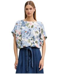 Ouí - Overhemden ,Veelkleurig ,Linnen Oversized Blouse Met Boothals - Lyst
