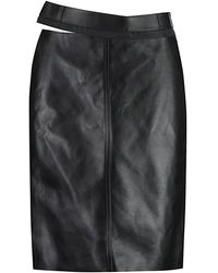 Fendi - Rokken ,Zwart ,Leer Leren Rok Met Uitsnijding En Split - Lyst