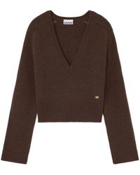 Ganni - V-Neck Knitwear - Lyst