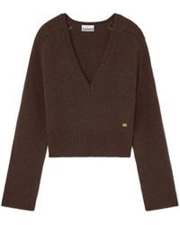 Ganni - V-Neck Knitwear - Lyst