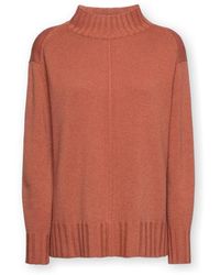 Elena Miro - Truien & Vesten ,Roze ,Wol Trui Met Coltrui Van Pure Wol - Lyst