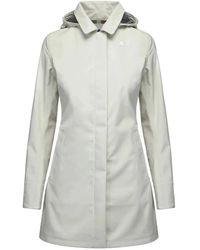 K-Way - Jassen ,Wit ,Polyester Witte Parka Met Logo - Lyst