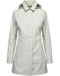 K-Way - Jassen ,Wit ,Polyester Witte Parka Met Logo - Lyst