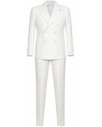 Tagliatore - Kostuums ,Wit ,Linnen Double-Breasted Suit Set - Lyst