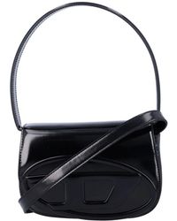 DIESEL - Schwarze Schultertasche Aus Verspiegeltem Leder - Lyst