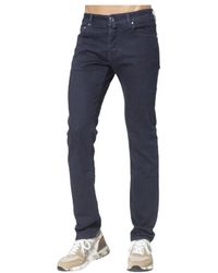 Jacob Cohen - Dunkelblaue raw denim jeans mit königsblauem patch - Lyst