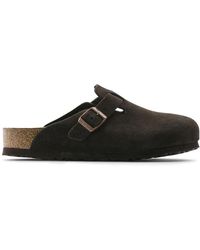 Birkenstock - Schoenen ,Groen ,Suède Boston Mocca Suède Nubuck Instappers - Lyst
