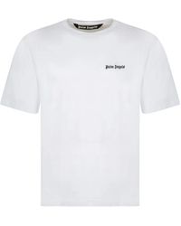Palm Angels - Weißes t-shirt mit gesticktem logo - Lyst