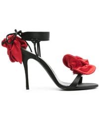 Magda Butrym - 105Mm Floral-Appliqué Satin Sandals - Lyst