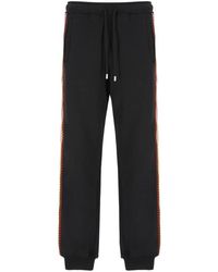 Lanvin - Pantaloni in cotone neri con dettaglio ricamato - Lyst