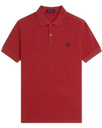 Fred Perry - Tops ,Rood ,Katoen Slim Fit Plain Polo Met Strepen - Lyst