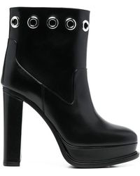 McQueen - Leather Heel Ankle Boots - Lyst