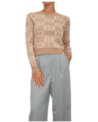 Pinko - Kameel Trui Viscose Polyester Mix - Lyst