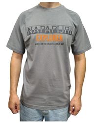 Napapijri - Tops ,Grijs ,Katoen T-Shirt Met Korte Mouwen - Lyst