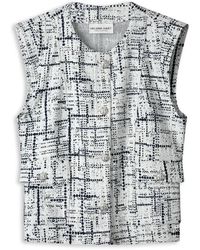 Helena Hart - Jassen ,Blauw ,Leer Marine/Wit Bouclé Gilet Stijlvol Elegant - Lyst