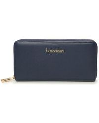 Braccialini - Accessoires ,Blauw ,Leer Portemonnee Met Ritssluiting En Meerdere Vakken - Lyst