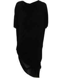 Rick Owens - Kleedjes ,Zwart ,Leer Edfu Drapped Jurk - Lyst