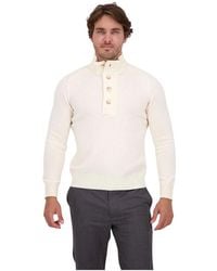 Gran Sasso - Truien & Vesten ,Wit ,Wol Col Montant Polo Zip - Lyst