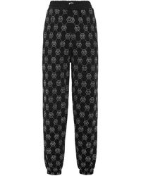 Philipp Plein - Washed Fleece Joggers Monogram Strass - Lyst